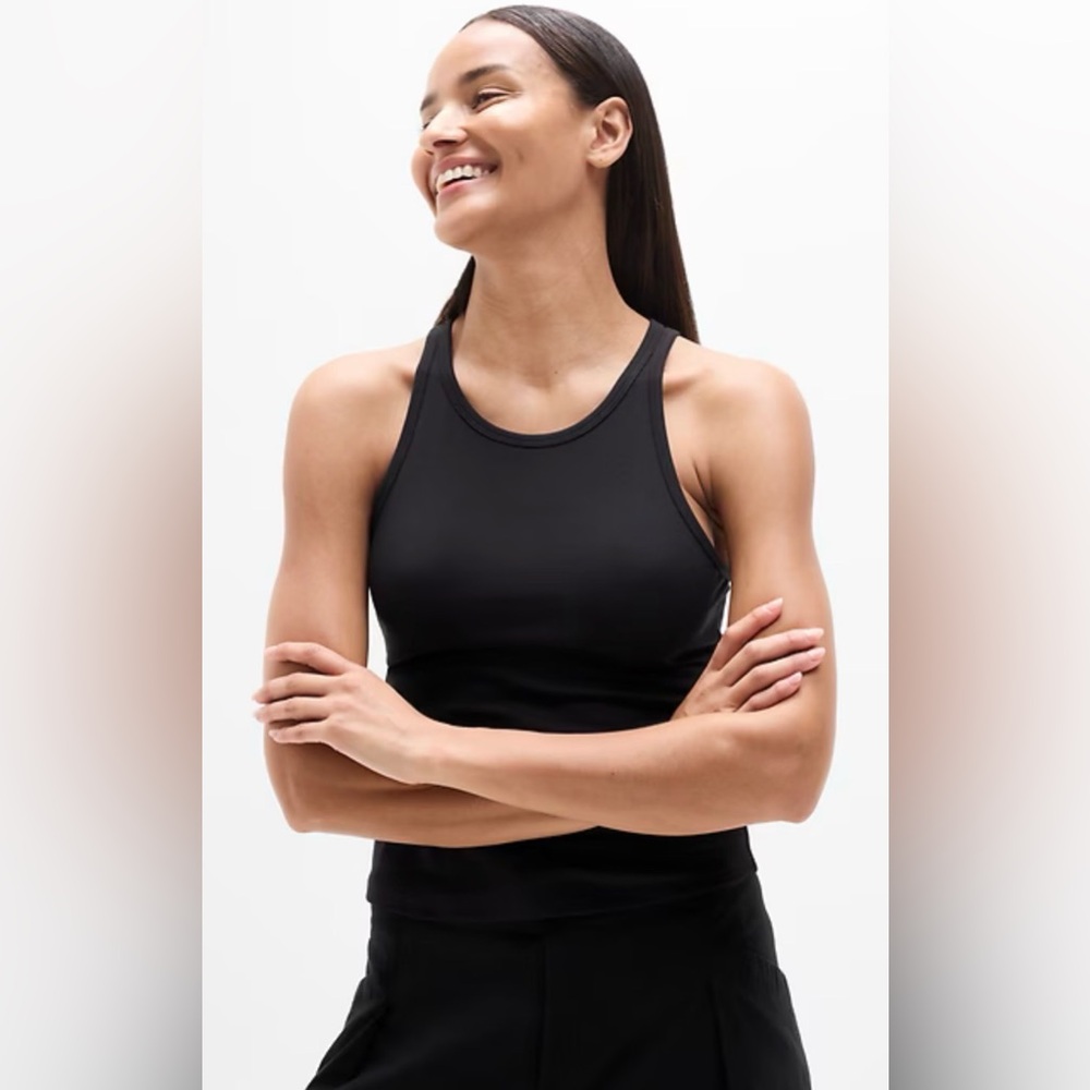 New NWT Athleta Signature Rib Tank Top Woman’s Small Black Camisole Cami S Shirt
